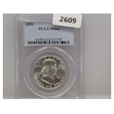 PCGS 1951 MS64 90% Silv Franklin Half $1
