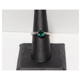 .925 Sterling Green Pear Shape Ring Sz 8