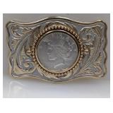 1922 90% Silver Peace $1 Dollar Belt Buckle