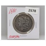 1881 90% Silver Morgan $1 Dollar