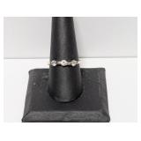 .925 Sterling Clear Three Stone Band Sz 9