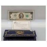 22Kt Gold Ed $2 Bank Note w/COA