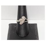 .925 Sterl Teardrop Fan Ring w/Diam Accents Sz 8