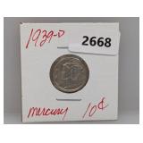 1939-D 90% Silv Mercury Dime