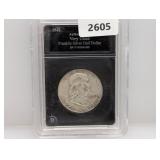 Authenticated 1949 VG 90% Silv Franklin Half $1