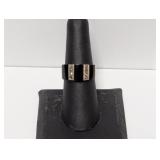 .925 Sterl Black Stone & Marcasite Ring Sz 7.5