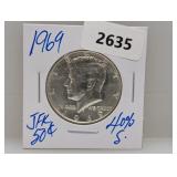 1969 40% Silv JFK Half $1 Dollar