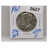 1967 40% Silv JFK Half $1 Dollar