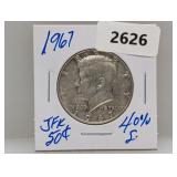 1967 40% Silv JFK Half $1 Dollar
