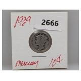 1939 90% Silv Mercury Dime