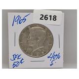 1965 40% Silv JFK Half $1 Dollar