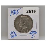 1965 40% Silv JFK Half $1 Dollar
