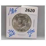1965 40% Silv JFK Half $1 Dollar
