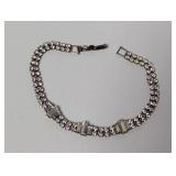 7" Vtg Dbl Row Baguette Rhinestone Bracelet