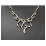 15" Vtg Rhinestone Teardrop Pendant Necklace