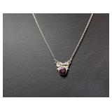16-18" Downtown Abbey Purple Bow Pendant Necklace