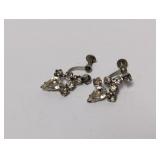 Vtg Czech Teardrop Rhinestone Screw Back Earrings
