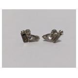 Vtg Mid Century Rhinestone Screw Back Earrings