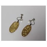 Vtg Resin or Lucite Glitter Screw Back Earrings