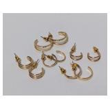 5 Pair Gold Tone Hoop Earrings