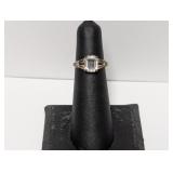 .925 Sterl Vintage Emerald Cut Stone Ring Sz 5