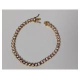 7" Vermeil/.925 Sterl Pink Stone Bracelet