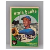 1959 Topps Baseball Ernie Banks HOF Cubs Crease