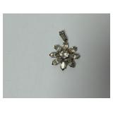 Vtg Floral Rhinestone Pendant
