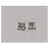 .925 Sterl Square Cut Stud Earrings
