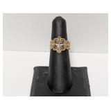 10K YG Vintage Ornate Filigree Ring Sz 6