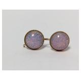 Vtg Opalescent Gold Tone Screw Back Earrings