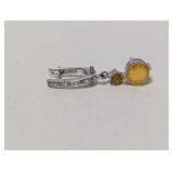 Single .925 Sterl Yellow Stone/Diam Dangle