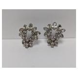 Vtg Teardrop Rhinestone Clip On Earrings