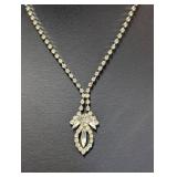 16" Vtg Rhinestone Marq Cluster Statement Necklace