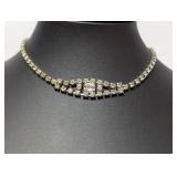 15" Vtg Baguette & Round Rhinestone Necklace