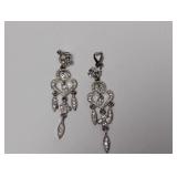 Silver Tone Teardrop Rhinestone Clip On Earrings