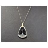 19" .925 Sterl Chain w/Romantic Scene Lucite Pend