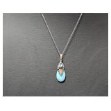 18" .925 Sterl Chain w/Moonstone & Blue Pendant