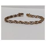 7" Vtg Gold Tone Roman Clear Stone Bracelet
