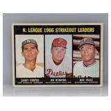 1967 Topps Baseball SO Leaders Koufax HOF Crease