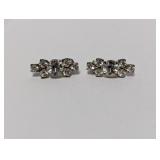 Vtg Rhinestone Cluster Clip On Earrings