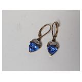 Vermeil Diamond & Blue Stone Dangle Earrings