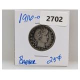 1916-D 90% Silv Barber Quarter