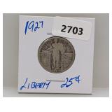 1927 90% Silv Liberty Quarter