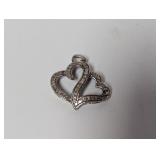 .925 Sterling Diamond Double Heart Pendant