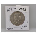 1951-S 90% Silv Franklin Half $1 Dollar