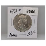 1953-D 90% Silv Franklin Half $1 Dollar