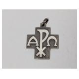 .925 Sterling Chi Ros Cross ROMA Pendant