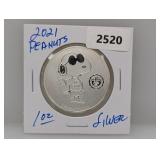 2021 1oz .999 Silv PEANUTS Round