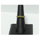.925 Sterling Green Stone Ring Size 6